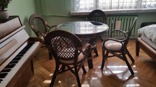 Komplet rattanowy STÓŁ + 4 KRZESŁA - oliwkowy - OLIMAR