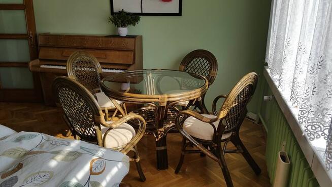 Komplet rattanowy STÓŁ + 4 KRZESŁA - oliwkowy - OLIMAR