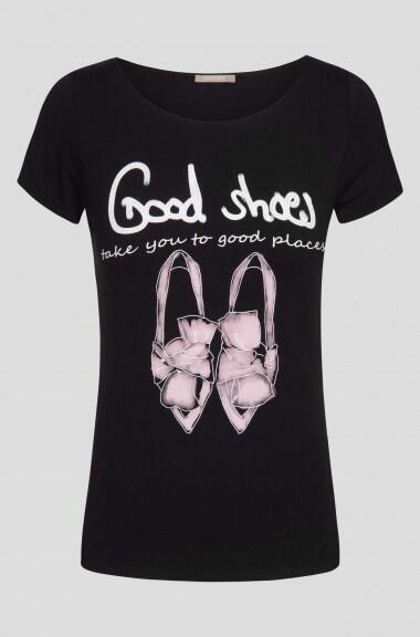 czarny t-shirt z nadrukiem Orsay