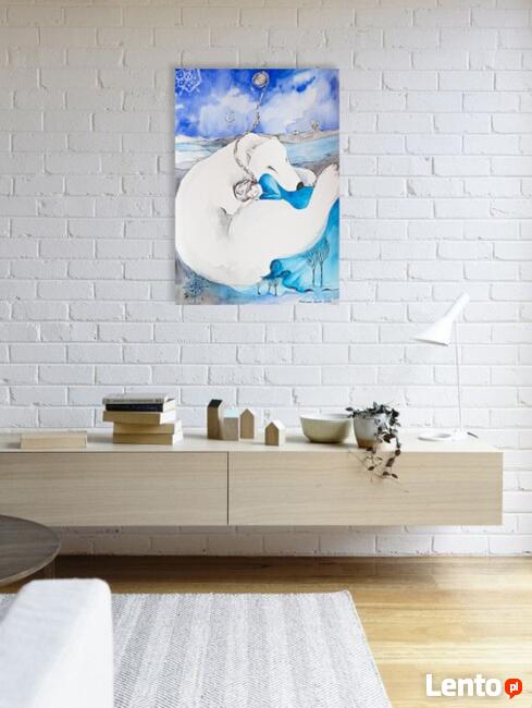 "POLARNY SEN" obraz akwarelami i piórkiem artystki A.Laube