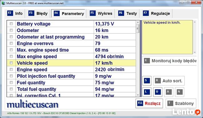 Interfejs MultiECUScan Fiat,Alfa-Romeo,Lancia | 1996->2007