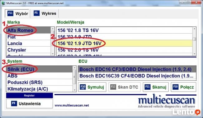 Interfejs MultiECUScan Fiat,Alfa-Romeo,Lancia | 1996->2007