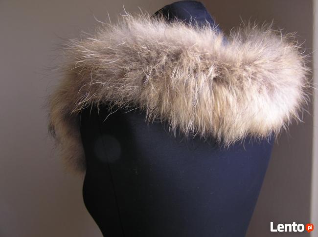 dł 88 cm Naturalny jenot futerko podpal obszycia na tasmie