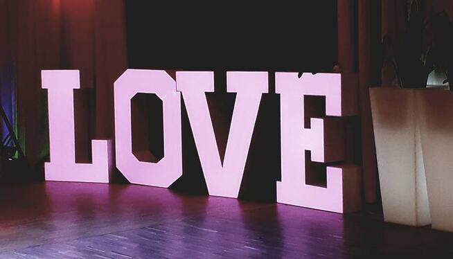 LOVE litery napis LED 3D dekoracja weselna