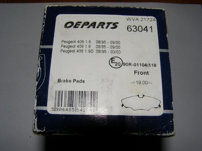 Klocki Hamulcowe PEUGEOT / 406 (8B),(8E,F),(8C) Front