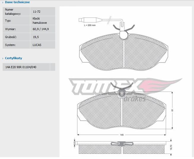Klocki Hamulcowe Jumper,Ducato,Boxer 02.94-04.02 Front