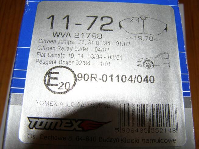 Klocki Hamulcowe Jumper,Ducato,Boxer 02.94-04.02 Front