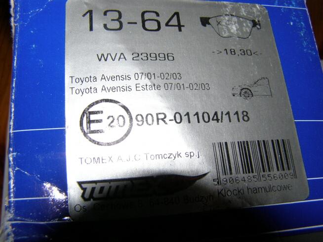 Klocki Hamulcowe Avensis T22,Verso,Liftback, Front