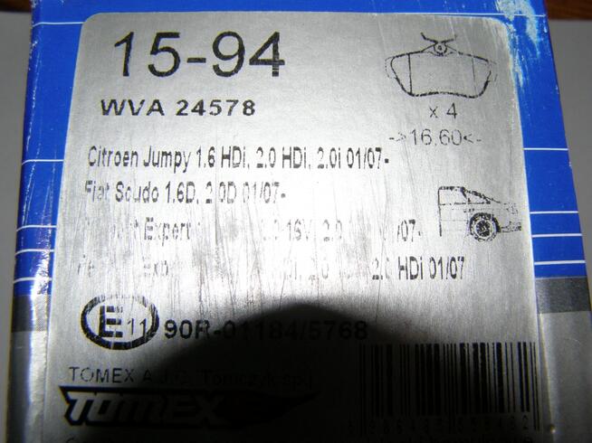 Klocki Hamulcowe Jumpy,Scudo,Expert,Tył od 01.07--