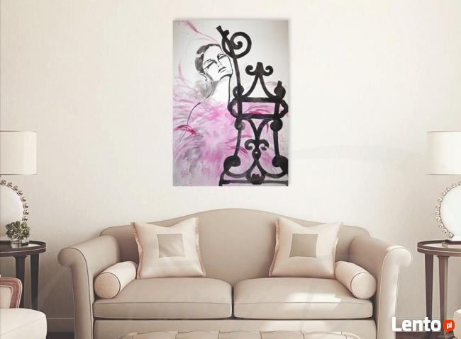 "DAMA RÓŻANA" obraz artystki plastyka Adriany Laube 70x50cm