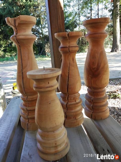 Dekoracje świeczniki toczone drewniane wyroby Rękodzieło