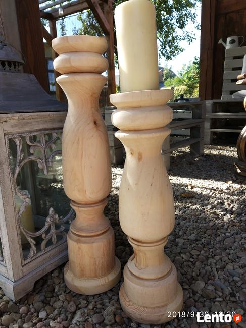 Dekoracje świeczniki toczone drewniane wyroby Rękodzieło