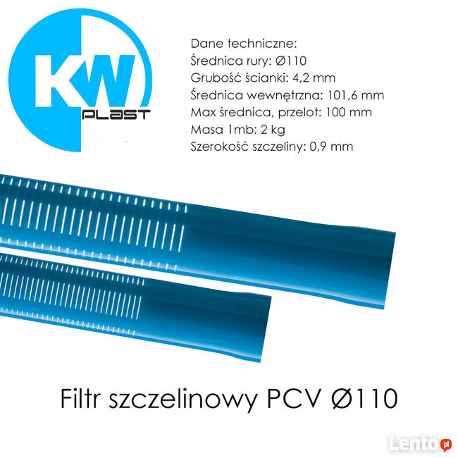 Rura filtrowa szczelinowa PCV Ø110 Filtr studzienny