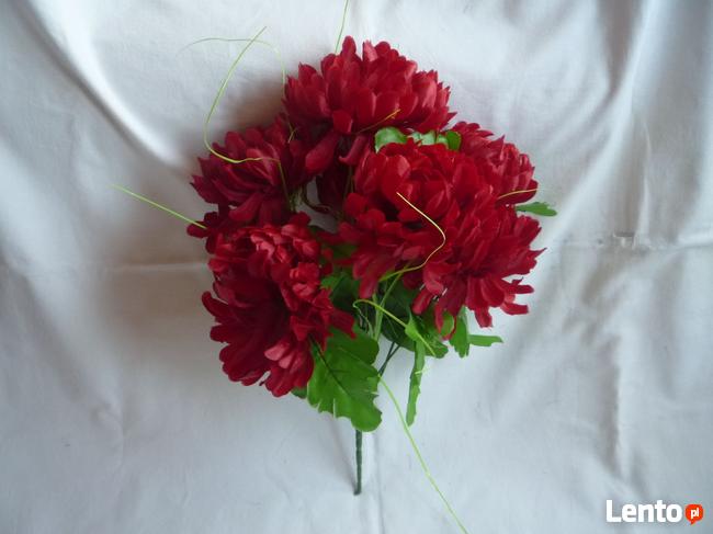 Chryzantema 7 sztuk Bordowy Sztuczny kwiat gałązka dł.40cm