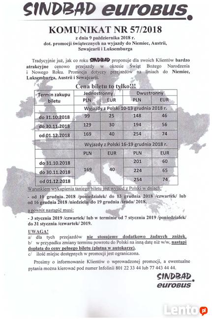 Świąteczne ceny Biletów Autokarowych od 99 zł