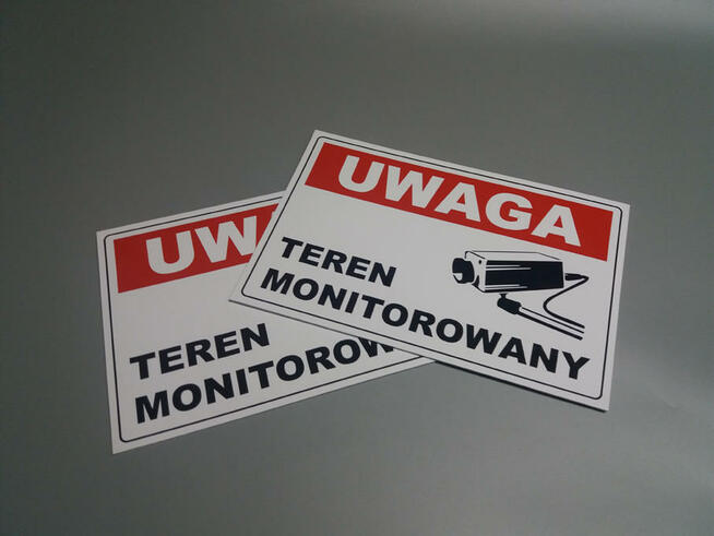 TABLICZKA ZNAK UWAGA - TEREN MONITOROWANY