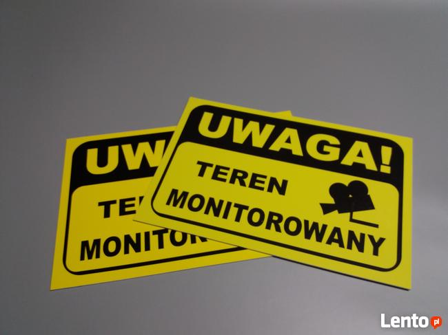 TABLICZKA ZNAK UWAGA - TEREN MONITOROWANY