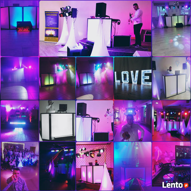 DJ/Wodzirej,doświetlenie sali,napis LOVE