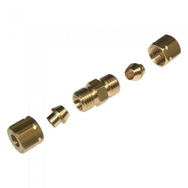 Łącznik przewodów hamulcowych z baryłkami bez zakówania