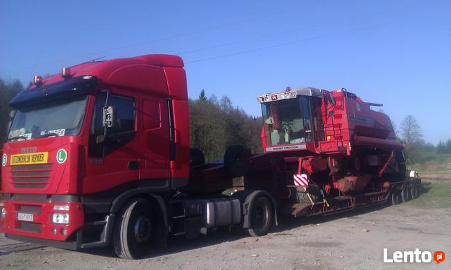 Niskopodwoziowy transport kombajnów koparek pojazdów lawetą