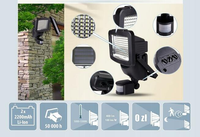 Lampa Solar 120LED.CZUJNIK RUCHU.Reflektor Solar.HALOGEN