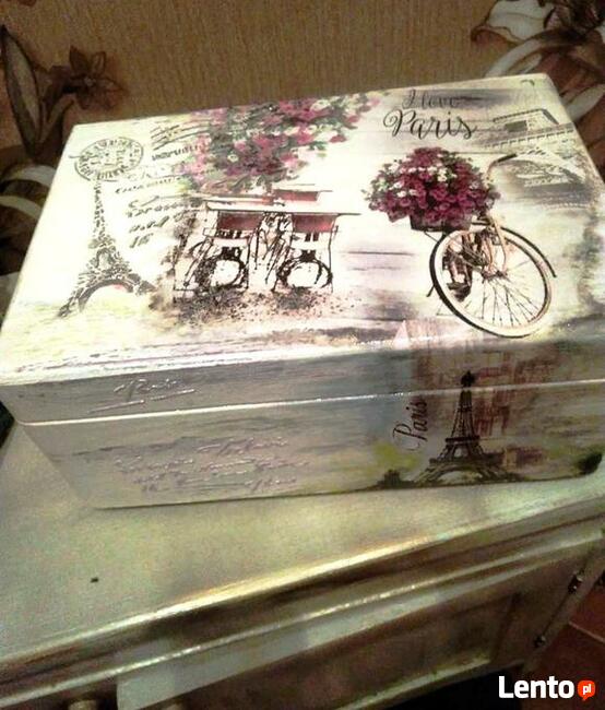 Szkatułka kuferek retro vintage decoupage rękodzieło