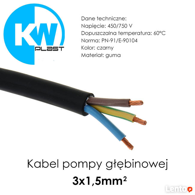 Kabel pompy głębinowej 3x1,5mm²