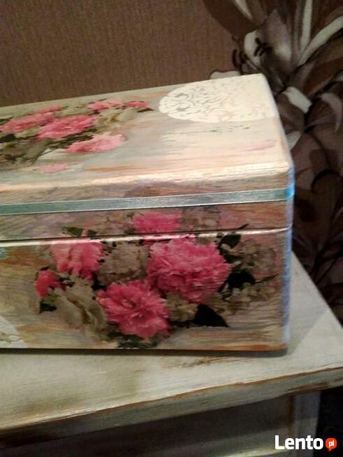 Szkatułka kuferek retro vintage decoupage rękodzieło