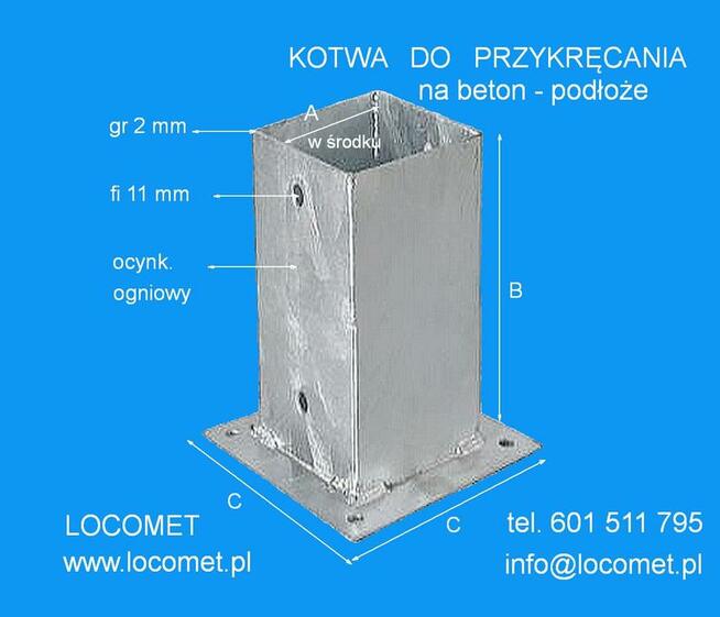 Kotwa do słupka 8x8 cm do wbicia w ziemię