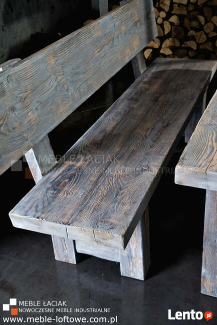 Zestaw meblowy, stół + 2 ławki, świerk olejowany, nr kat.433