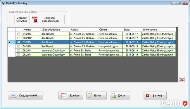 Program do tworzenia protokołów z pomiarów elektrycznych.