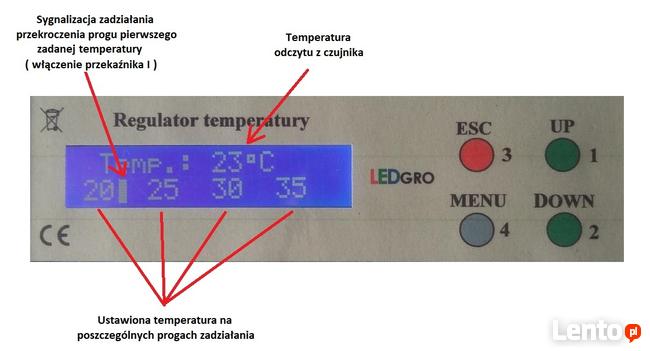 Sterownik pomiar temperatury i alarmy jej przekroczenia