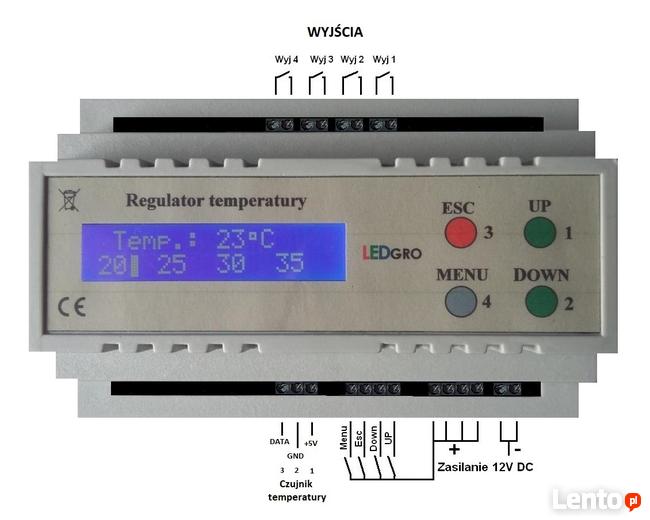 Sterownik pomiar temperatury i alarmy jej przekroczenia
