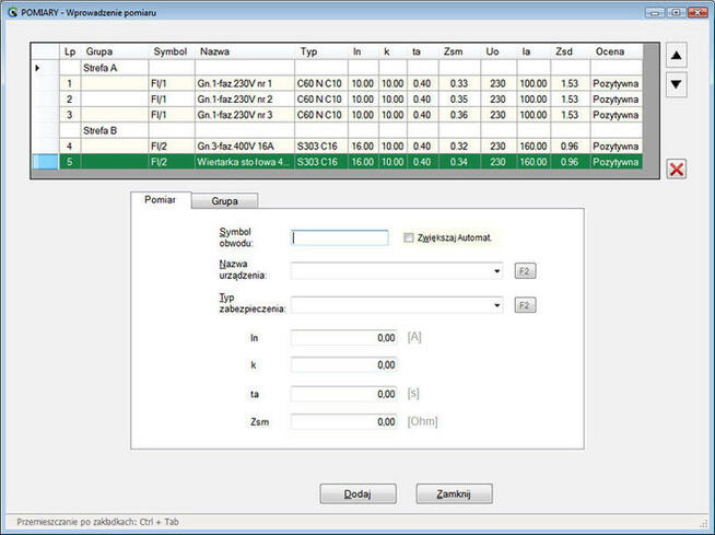 Program do tworzenia protokołów z pomiarów elektrycznych.