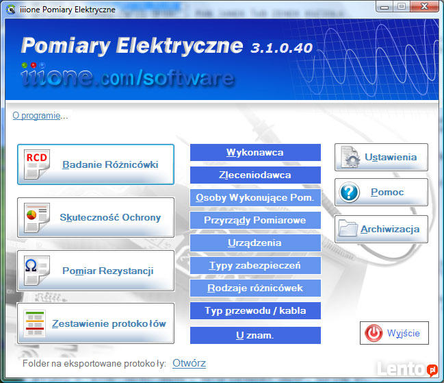 Program do tworzenia protokołów z pomiarów elektrycznych.