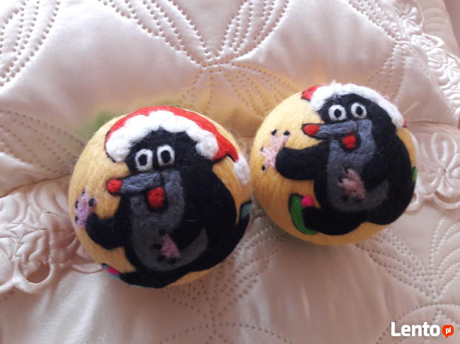 BOMBKI z filcu ręcznie wykonane - krecik, bałwanek, kot