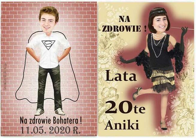 etykiety naklejki na alkohol wódkę butelki ze zdjęciem ślub