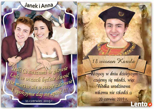 śmieszne naklejki na urodziny ze zdjęciem na wódkę 18 20 40