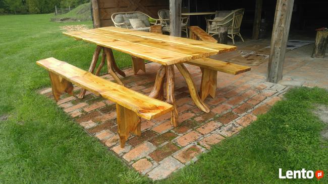 Ręcznie robione ławki stoły z drewna oryginalne