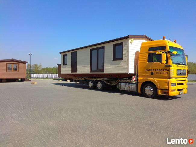 TRANSPORT DOMKÓW HOLENDERSKICH, MOBILNYCH, CIĄGNIK ROL,