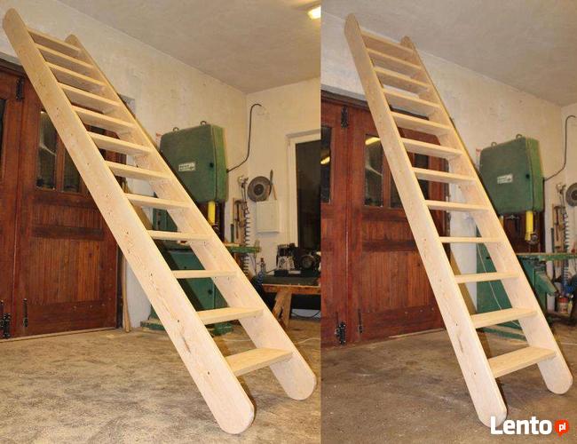 SCHODY drewniane REGULOWANE Ażurowe z Barierką strych 295x80