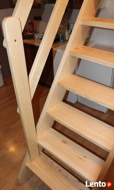 SCHODY drewniane REGULOWANE Ażurowe z Barierką strych 295x80