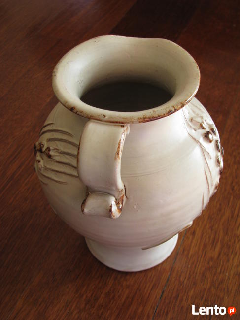 Ceramiczny dzbanek – wazon ręcznie wykonany z motywem kłosa