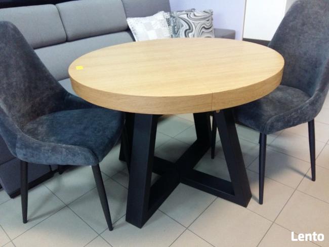 Stół okrągły loftowy dębowy LOFT-2M industrialny noga metal.