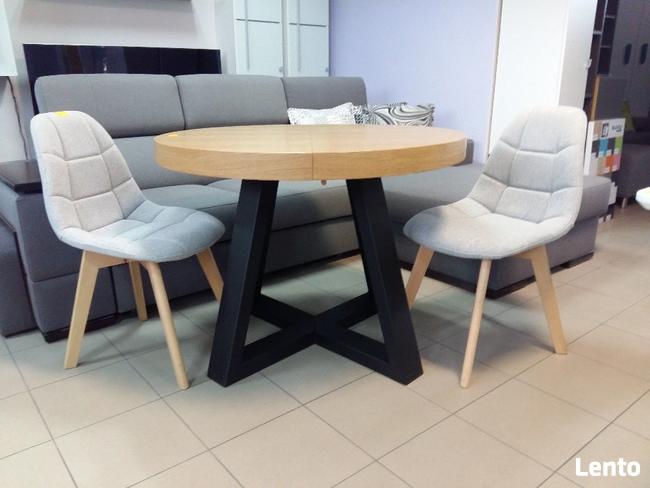 Stół okrągły loftowy dębowy LOFT-2M industrialny noga metal.