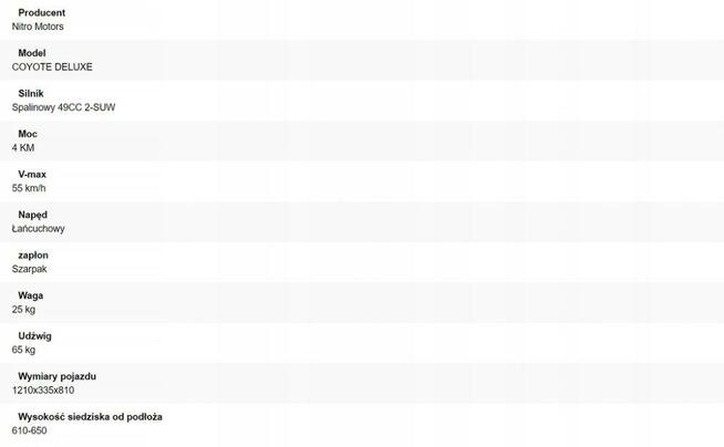 MINI CROSS 49 50 motocykl COYOTE KOŁA 10 dla dziecka