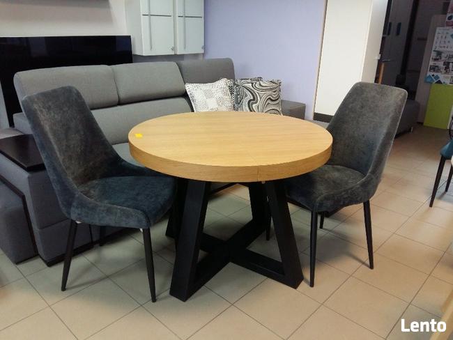 Stół okrągły loftowy dębowy LOFT-2M industrialny noga metal.