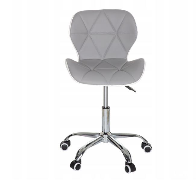Fotel biurowy obrotowy chrom krzesło szary / biały
