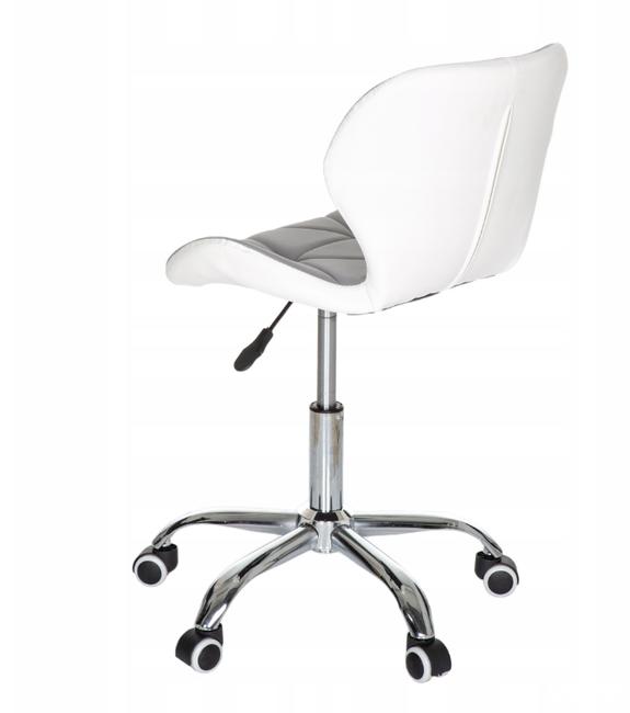Fotel biurowy obrotowy chrom krzesło szary / biały