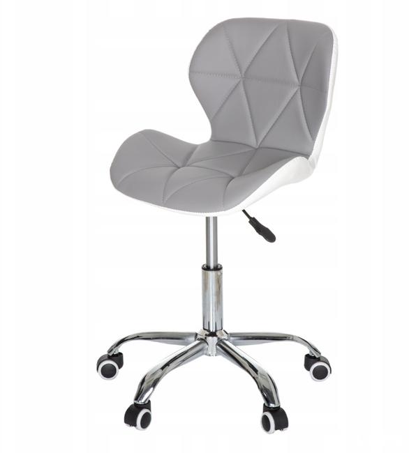 Fotel biurowy obrotowy chrom krzesło szary / biały